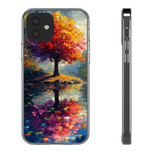 Autumn Landscape Phone Case - Clear Case with Vibrant Tree Design