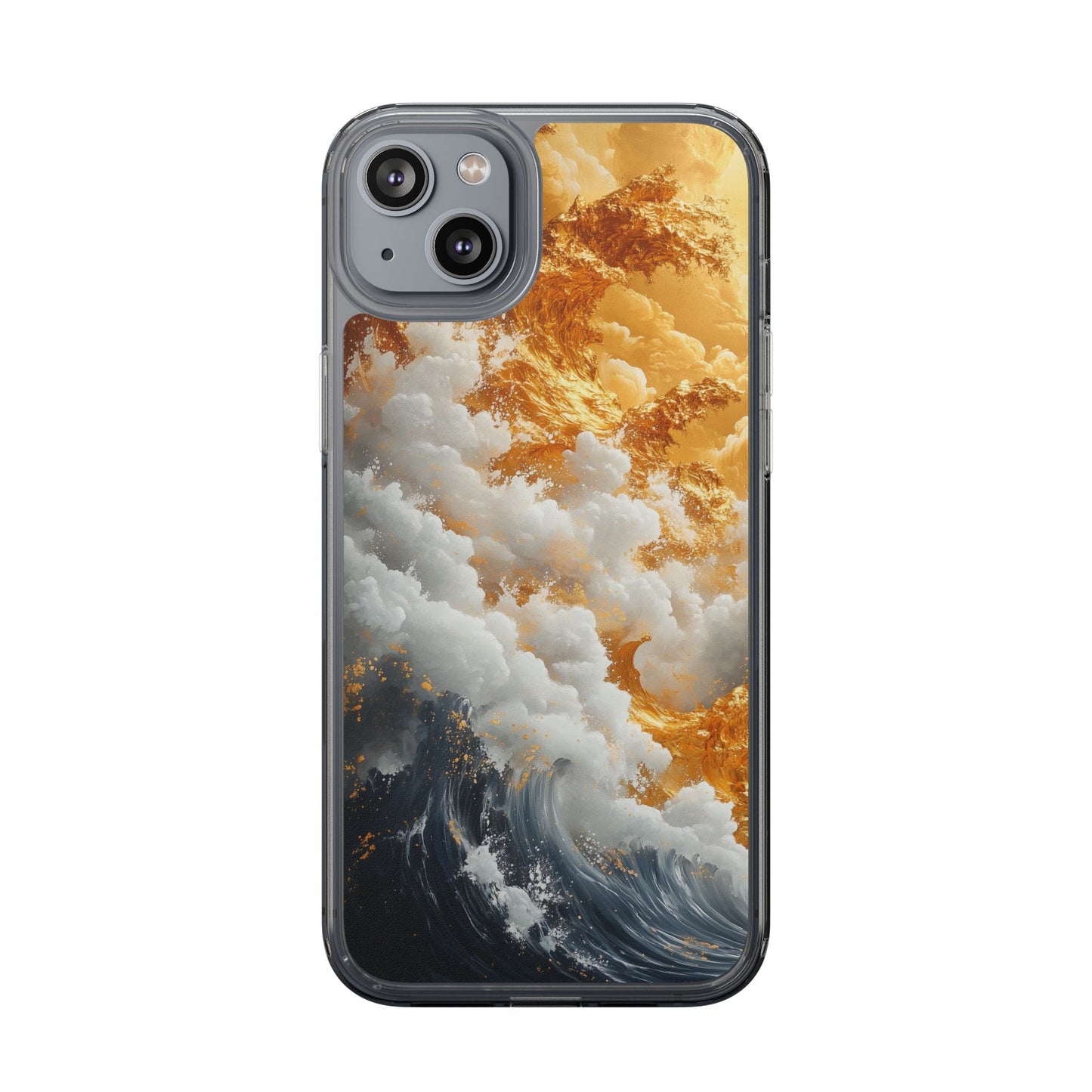 Golden Wave Clear iPhone Case - Stylish Protection for Your Smartphone