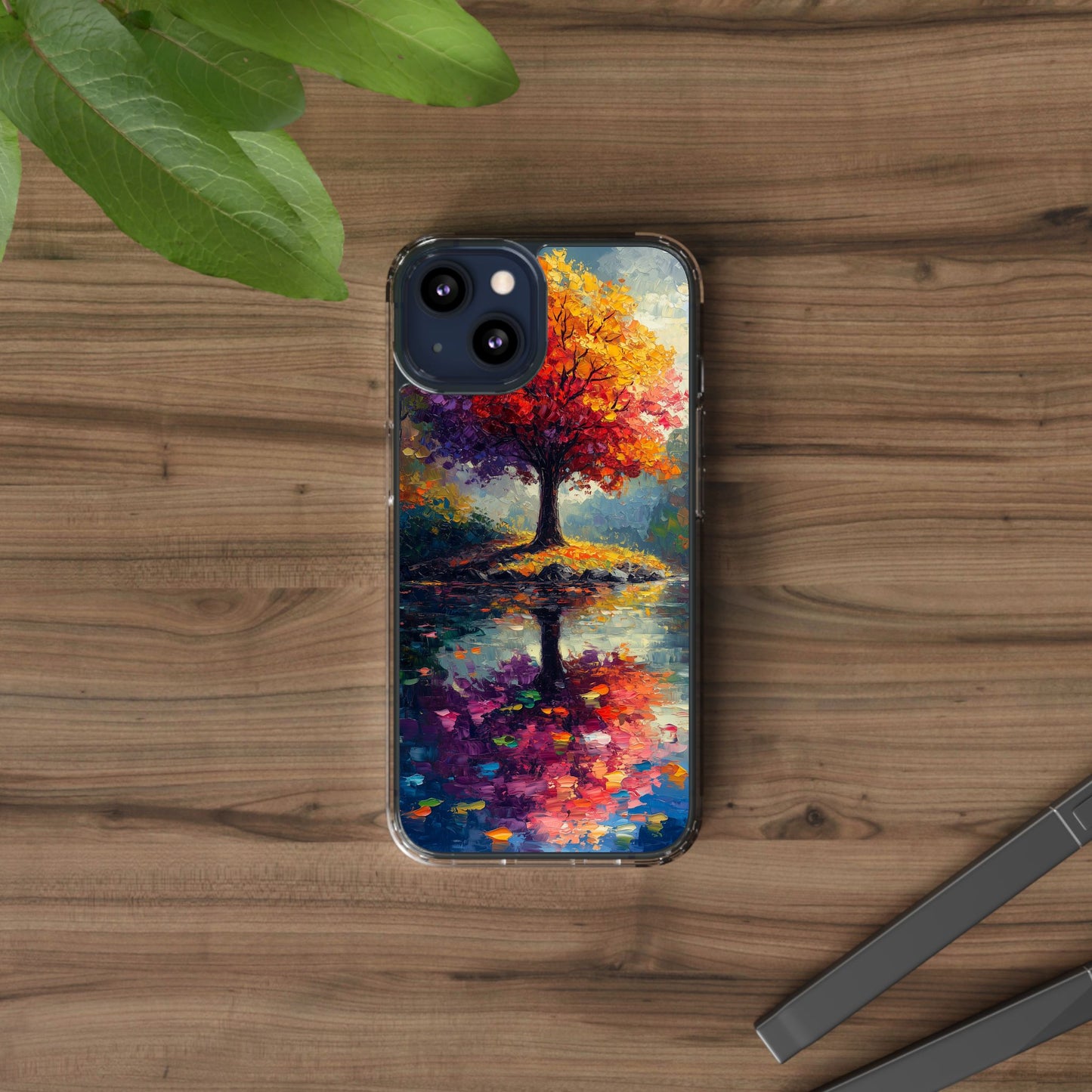 Autumn Landscape Phone Case - Clear Case with Vibrant Tree Design