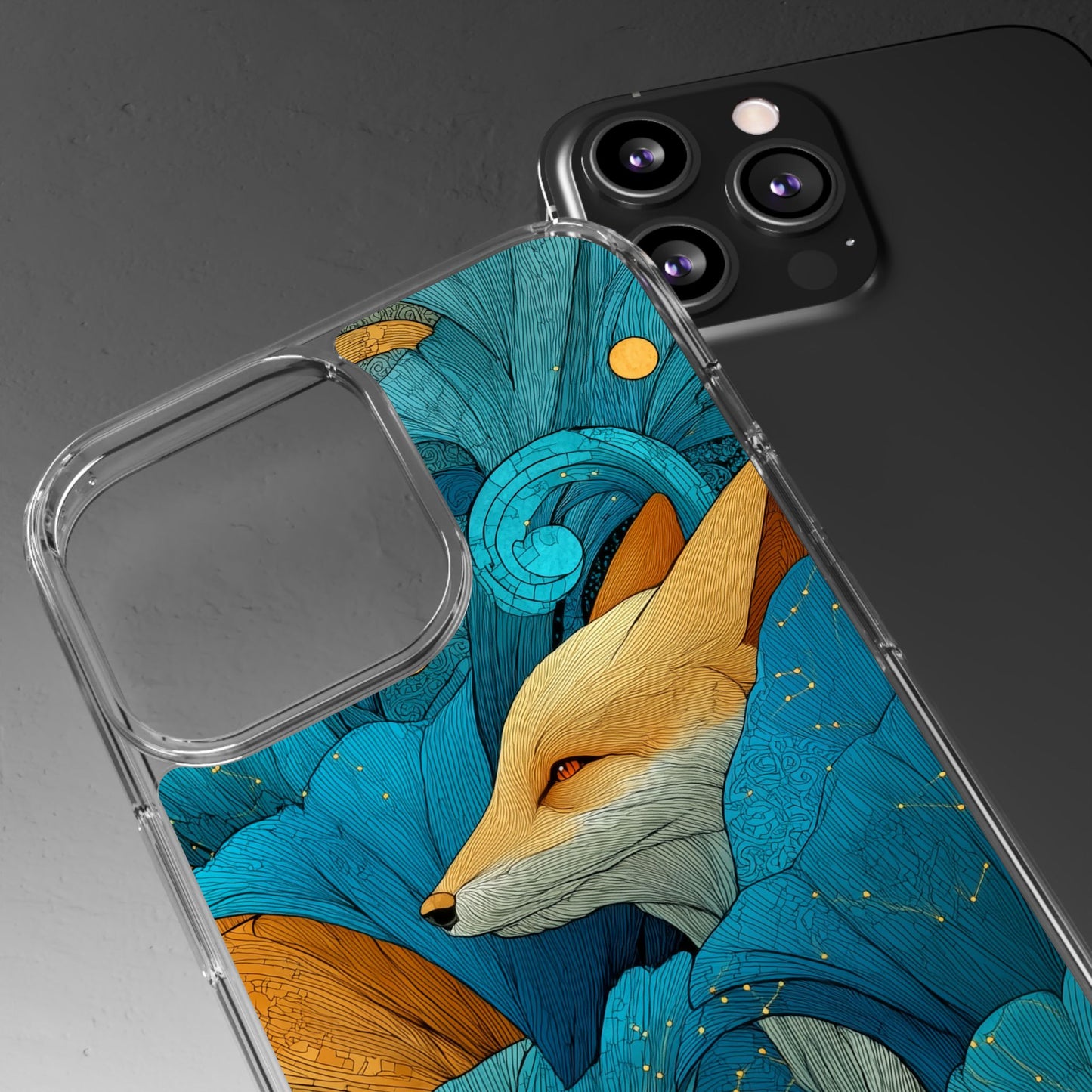 Vibrant Fox Clear Phone Case - Boho Floral iPhone Cover Nature Inspired Gift