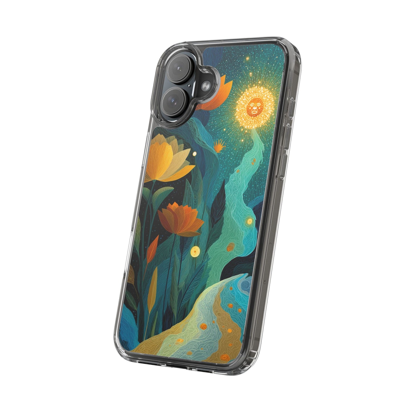Deep Radiant Nature - Clear iPhone Case with Floral Design