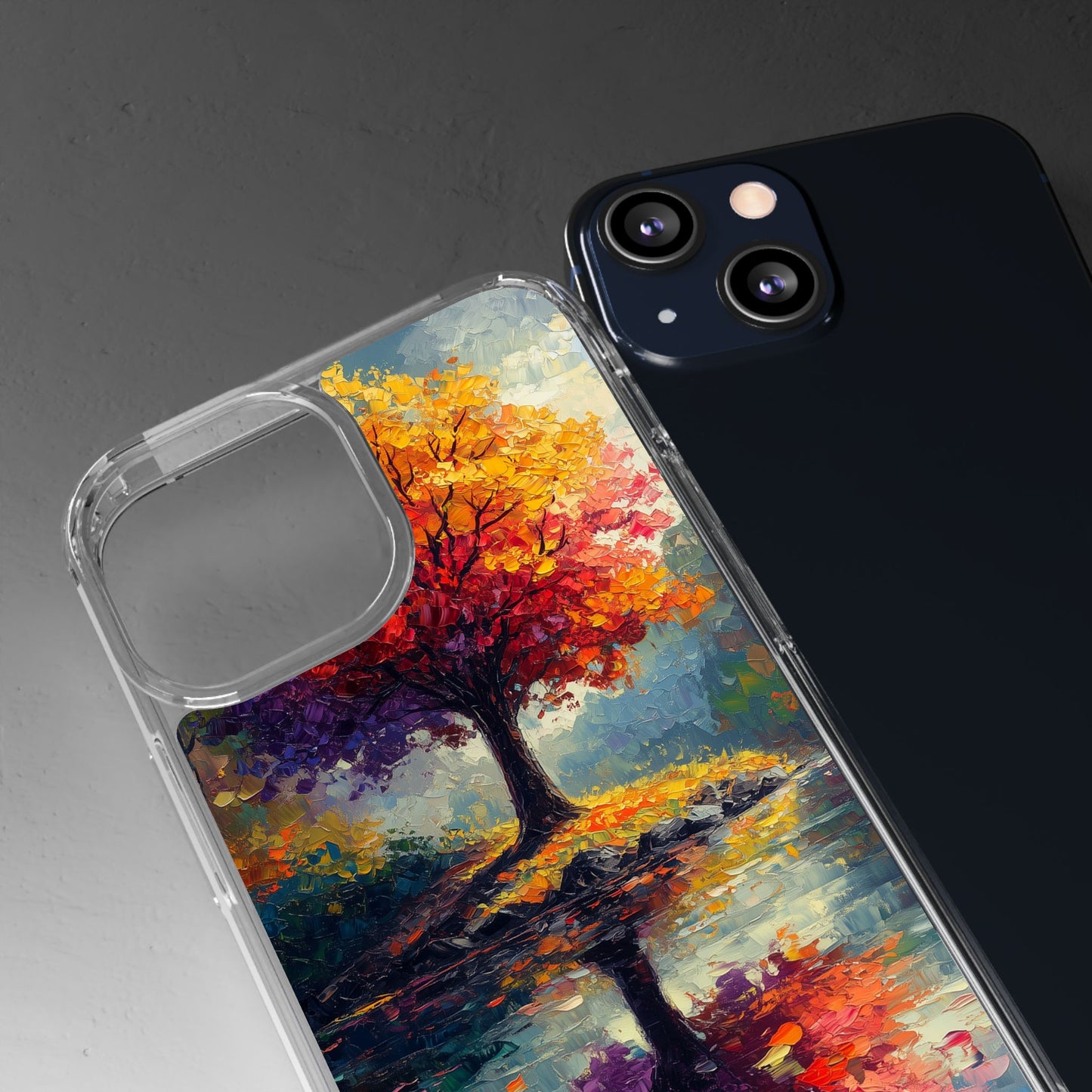 Autumn Landscape Phone Case - Clear Case with Vibrant Tree Design