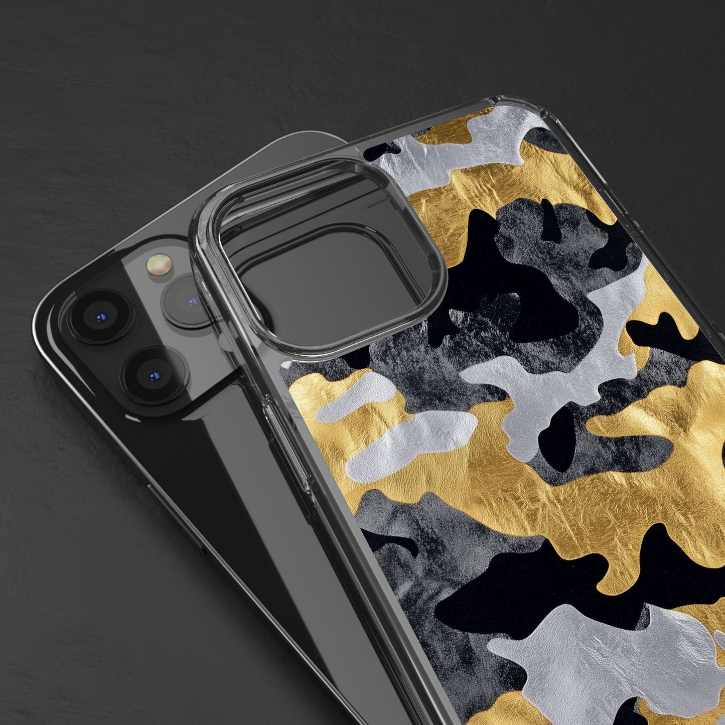 Metallic Gold Camo Clear Phone Case - Stylish Phone Cover