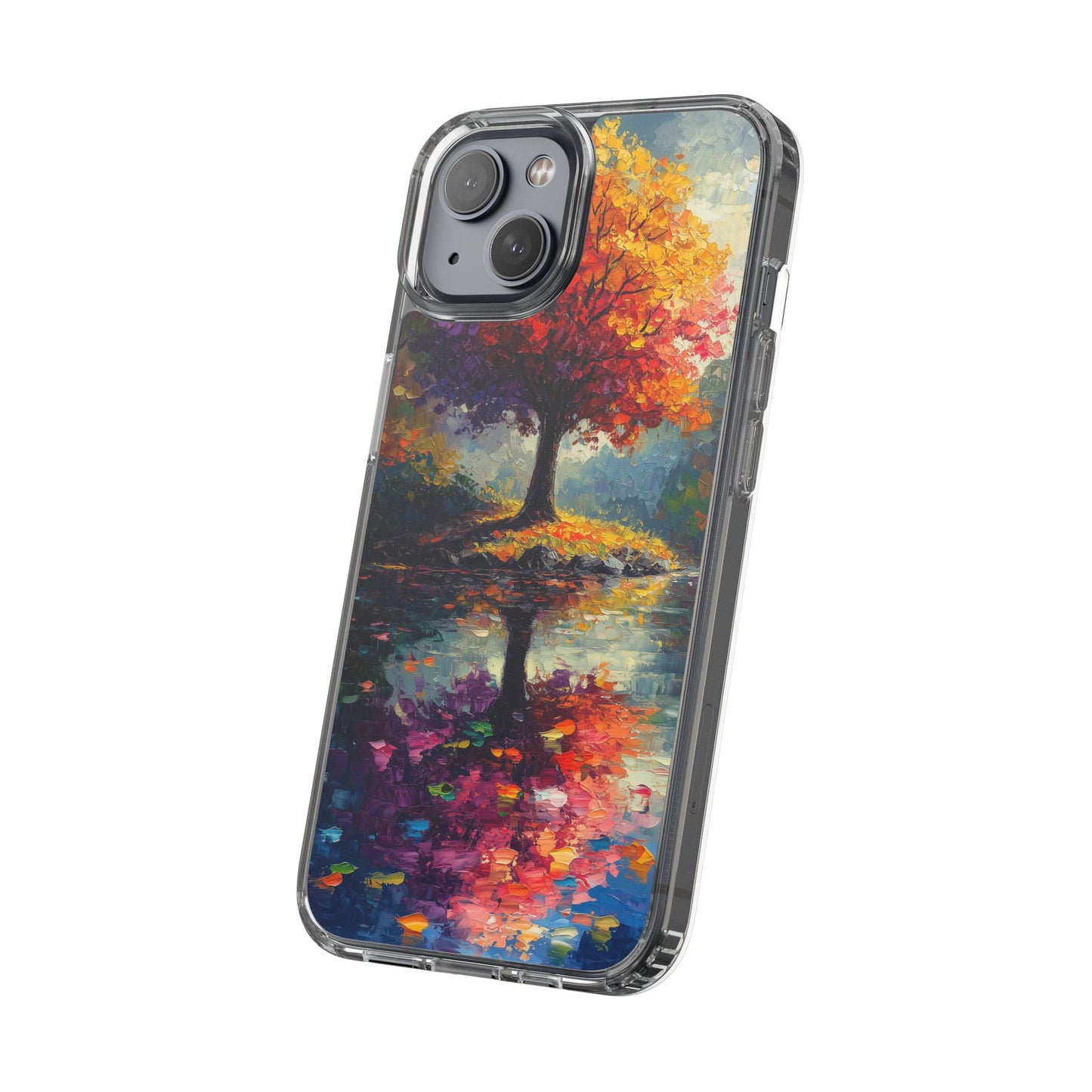 Autumn Landscape Phone Case - Clear Case with Vibrant Tree Design