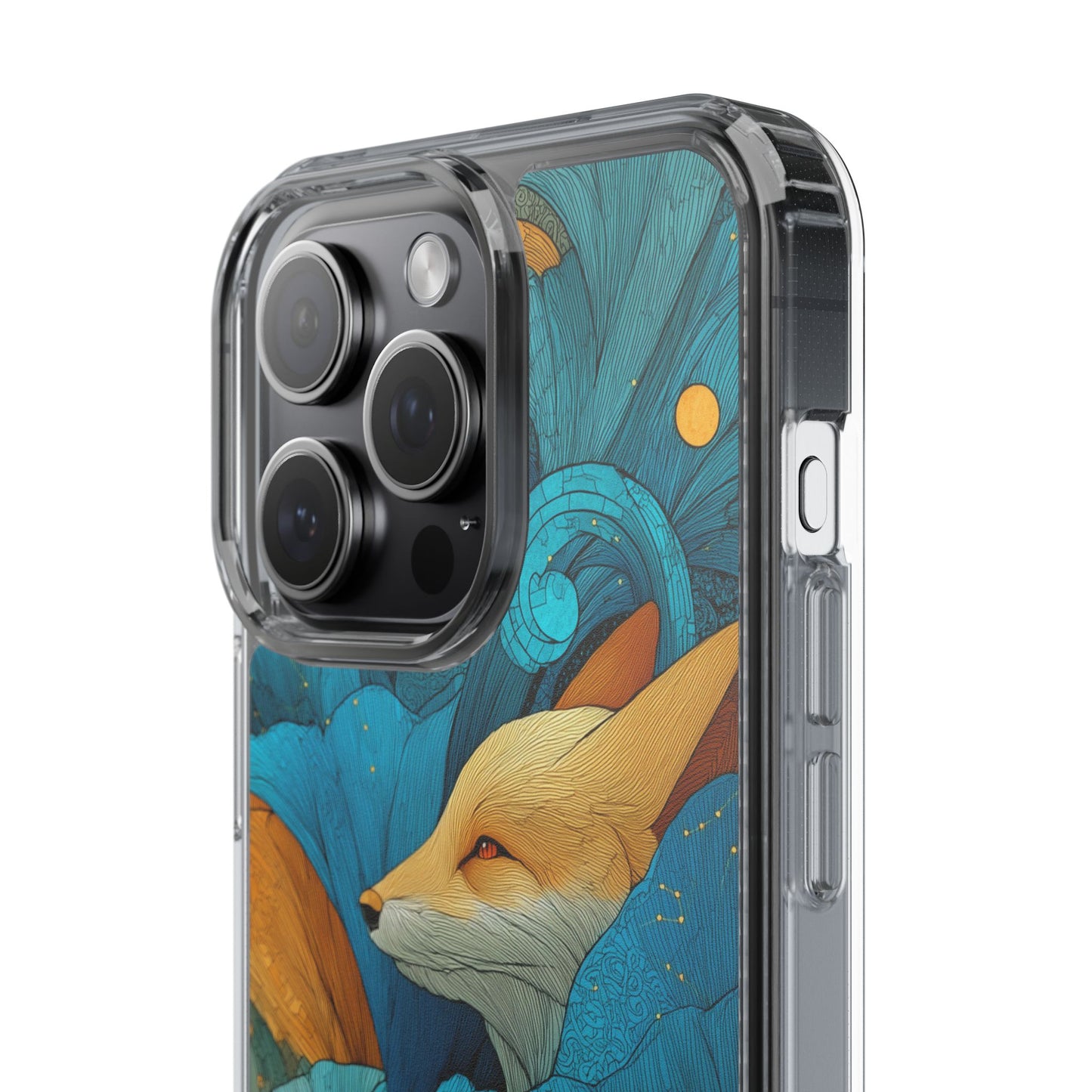 Vibrant Fox Clear Phone Case - Boho Floral iPhone Cover Nature Inspired Gift