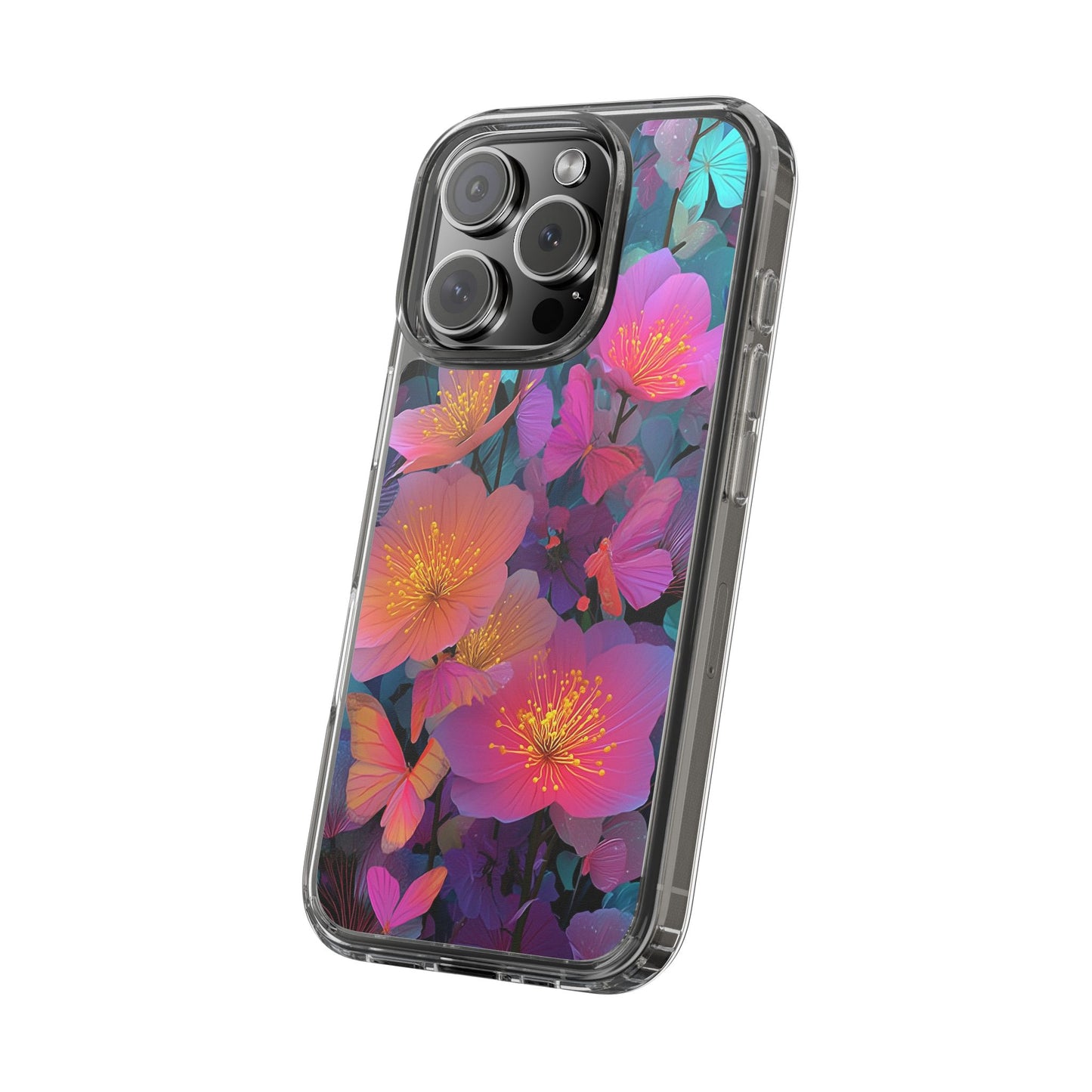 Vibrant Floral Clear iPhone Case