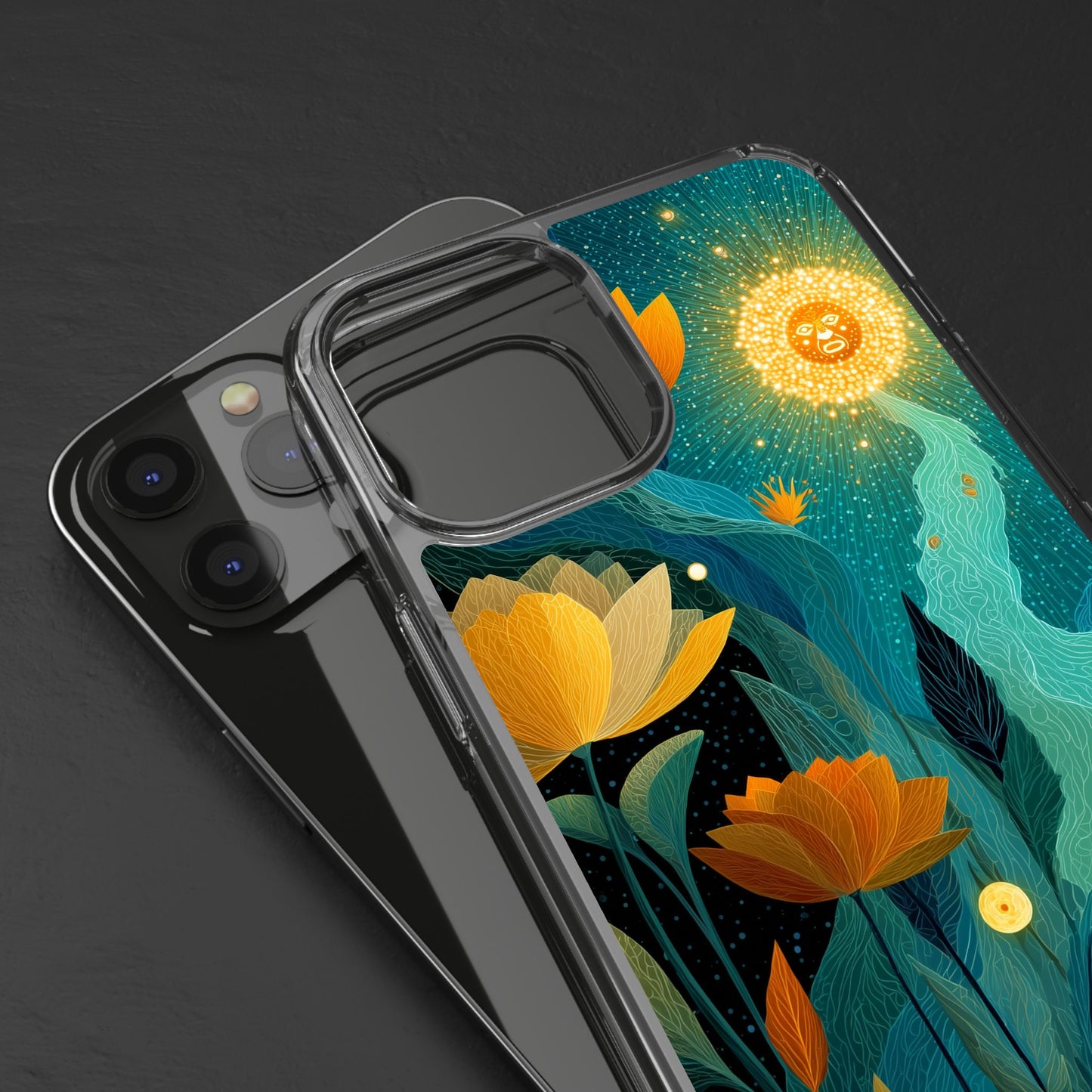 Deep Radiant Nature - Clear iPhone Case with Floral Design