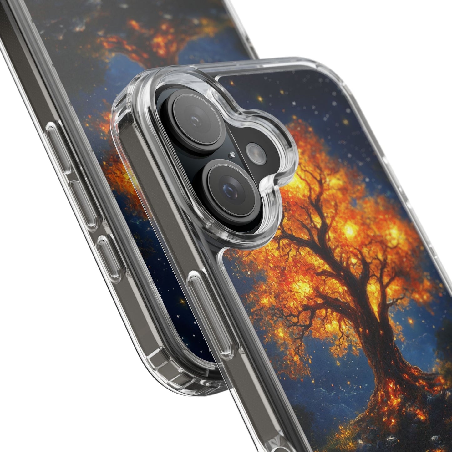 Nocturnal Illumination Tree Phone Case - Clear iPhone Cover with Glowing Autumn Design