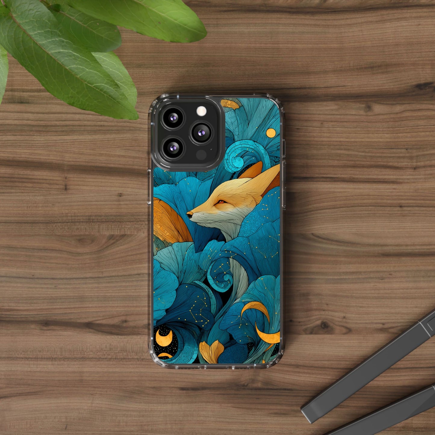 Vibrant Fox Clear Phone Case - Boho Floral iPhone Cover Nature Inspired Gift