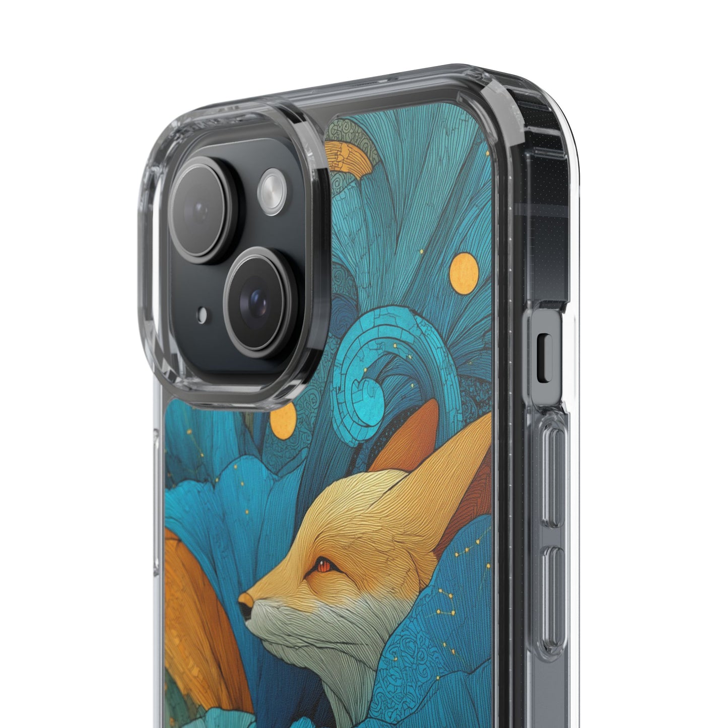Vibrant Fox Clear Phone Case - Boho Floral iPhone Cover Nature Inspired Gift