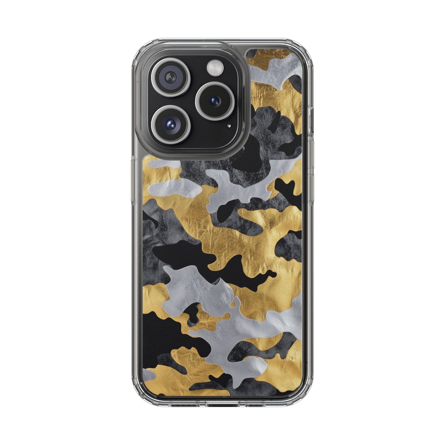 Metallic Gold Camo Clear Phone Case - Stylish Phone Cover