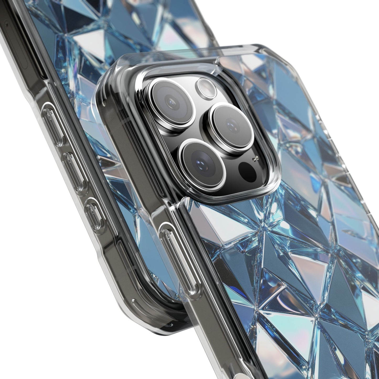 Iridescent Blue Chrome Diamond Magnetic iPhone Case