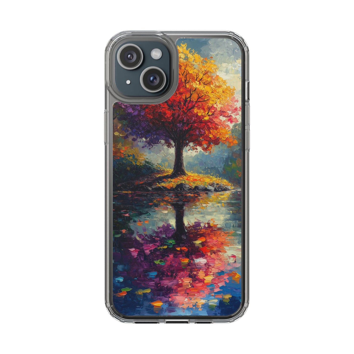 Autumn Landscape Phone Case - Clear Case with Vibrant Tree Design