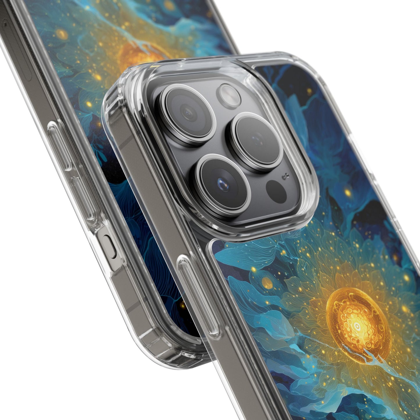 Celestial Nocturnal Bloom Clear Phone Case - Protective, Artistic Design for Nature Lovers