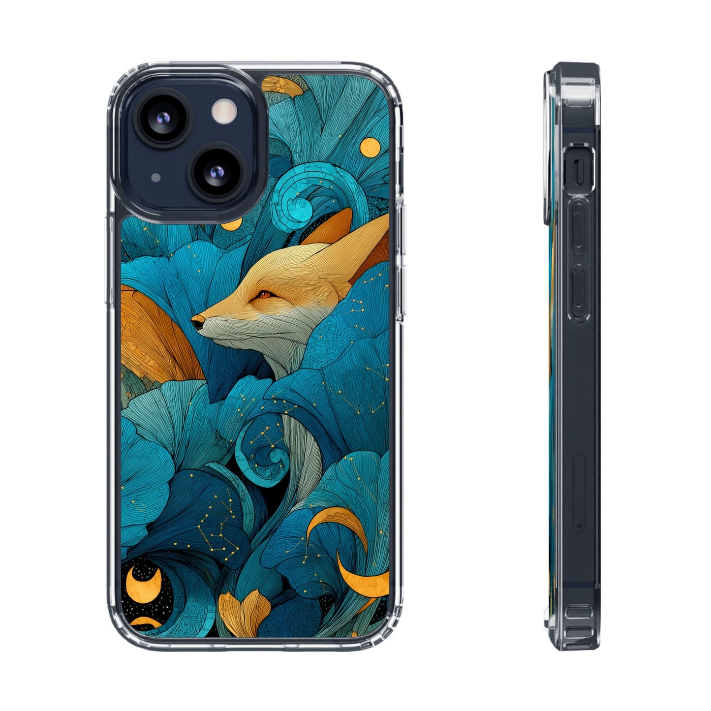Vibrant Fox Clear Phone Case - Boho Floral iPhone Cover Nature Inspired Gift