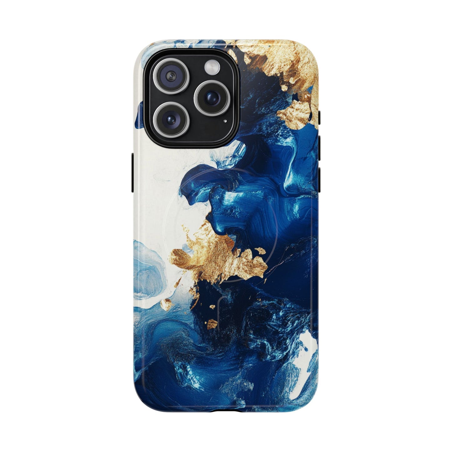Stylish Tough Magnetic Phone Case – Durable & Chic Golden Blue Design for Smartphone Protection