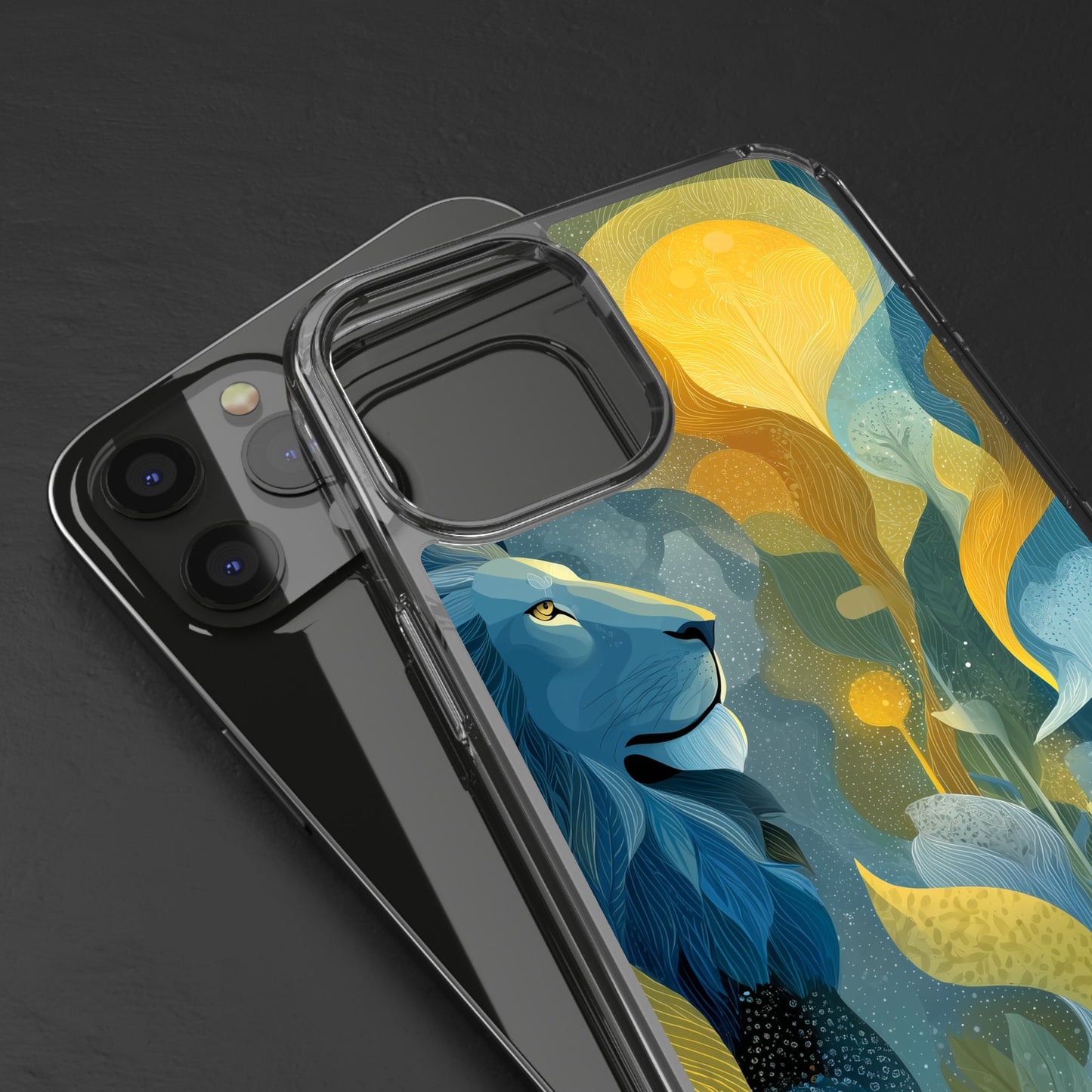 Artistic Lion Design Clear Phone Case | Nature-Inspired Protection for Animal Lovers