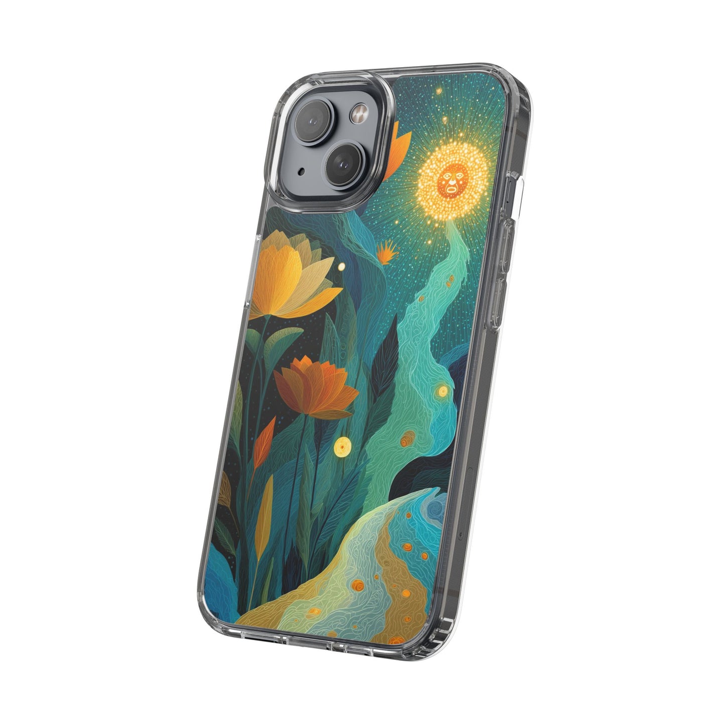 Deep Radiant Nature - Clear iPhone Case with Floral Design