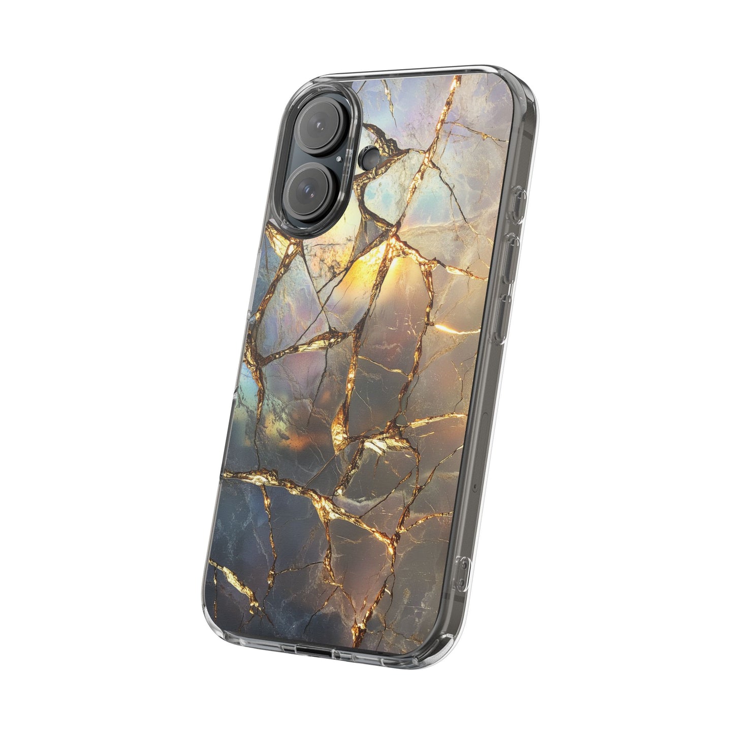 Iridescent Gold Marble Clear iPhone Case
