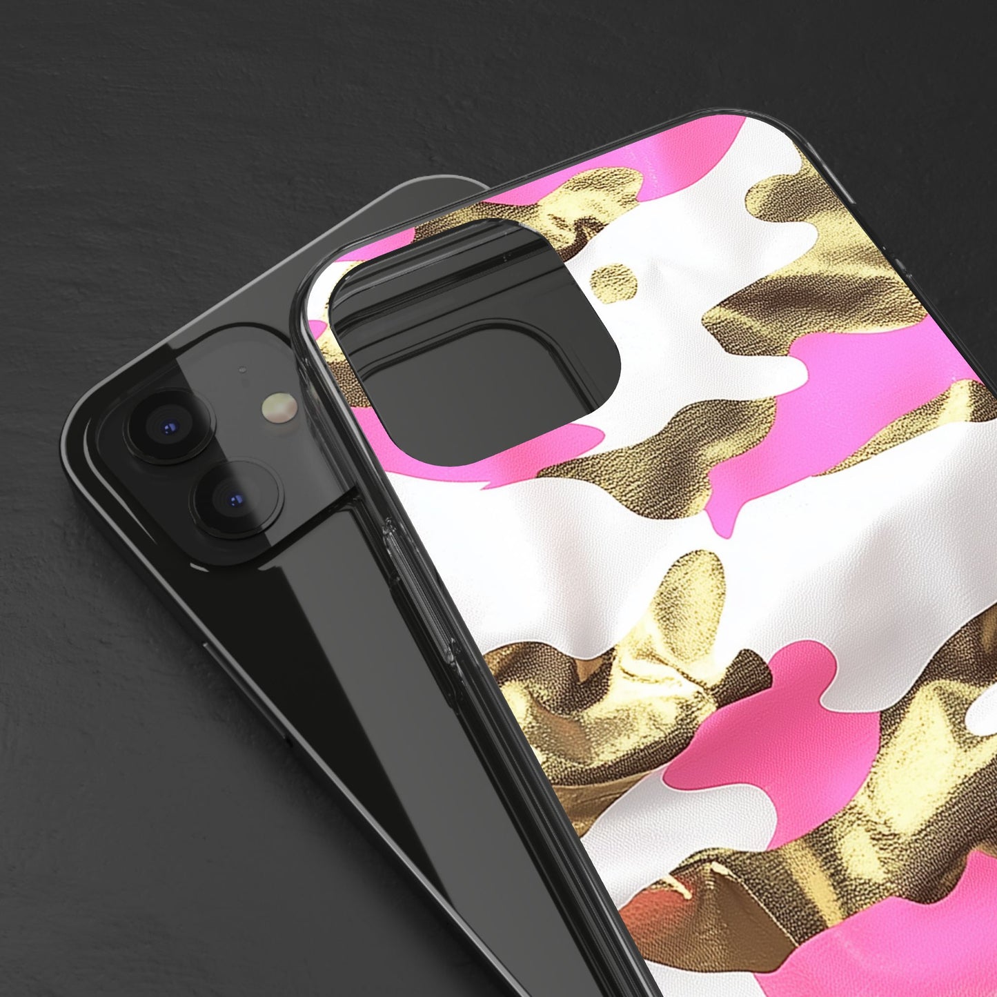 Gold and Pink Camo Phone Case – Stylish Clear Protective Design