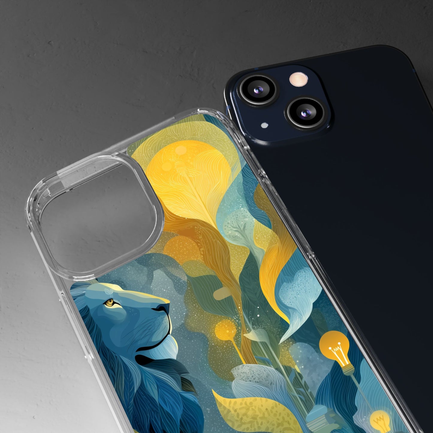 Artistic Lion Design Clear Phone Case | Nature-Inspired Protection for Animal Lovers