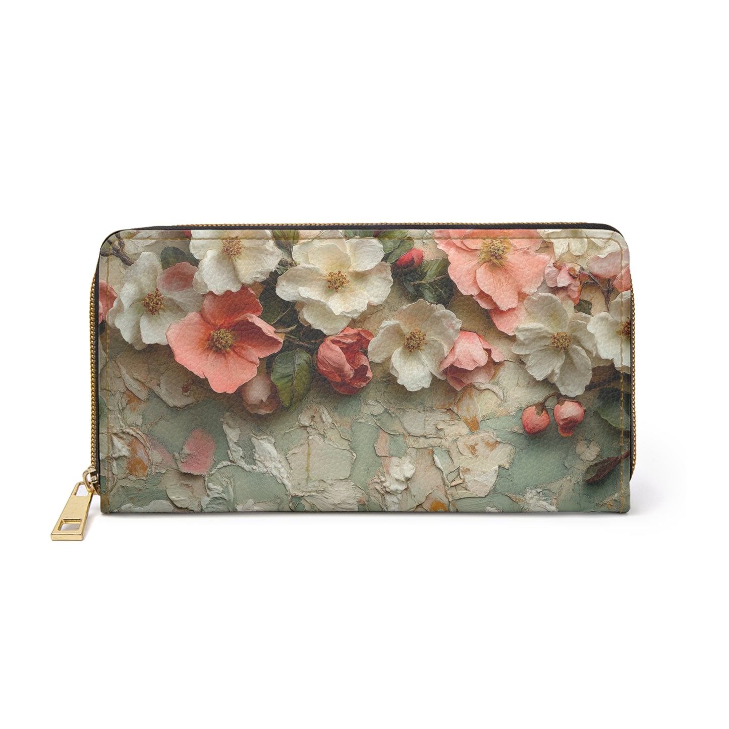 Matisse Inspired Floral Cell Phone Clutch Wallet – Soft Pinks, Greens, and Whites