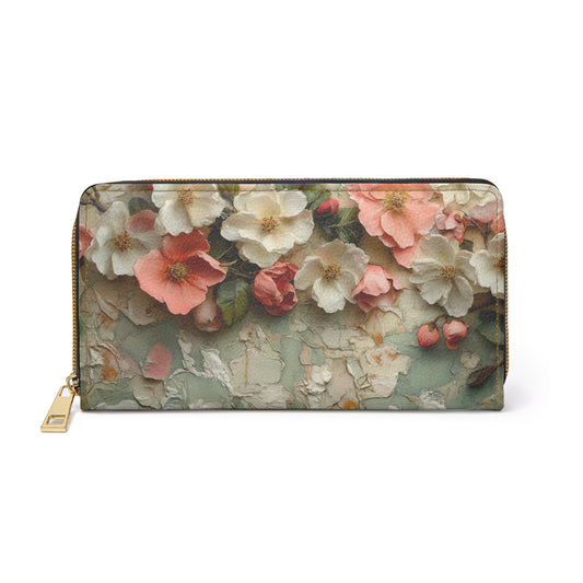 Matisse Inspired Floral Cell Phone Clutch Wallet – Soft Pinks, Greens, and Whites