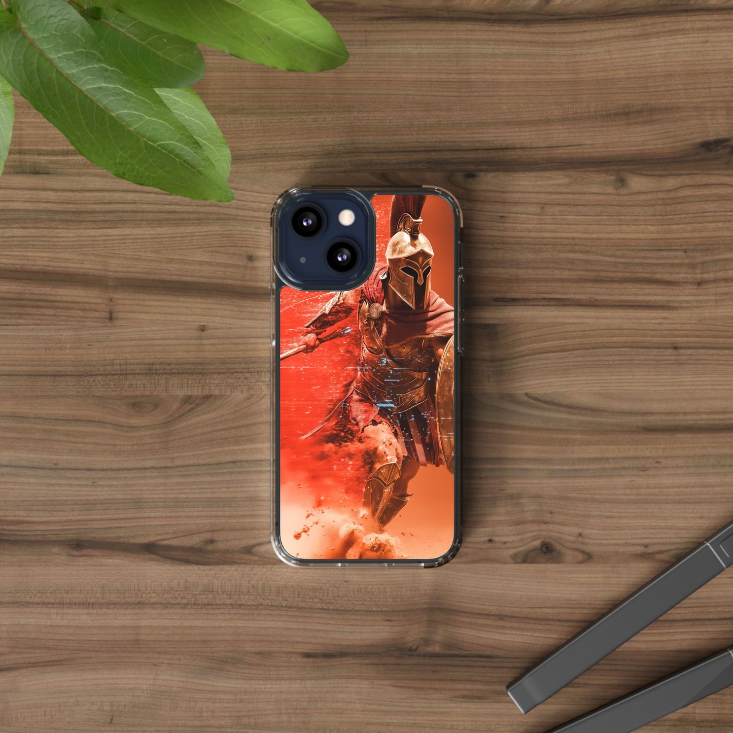Spartan "Big Duster" Warrior Clear Phone Case - Unique Design for Protection & Style