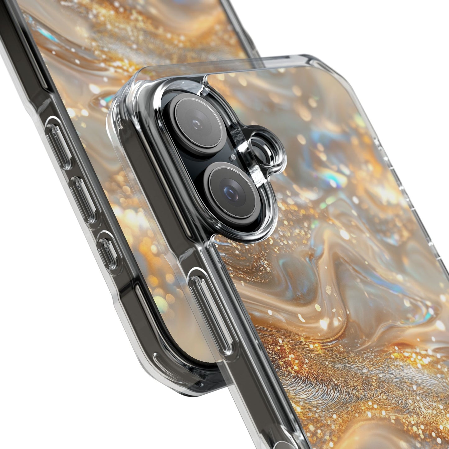 Celestial Gold Mist Magnetic Clear Impact iPhone Case