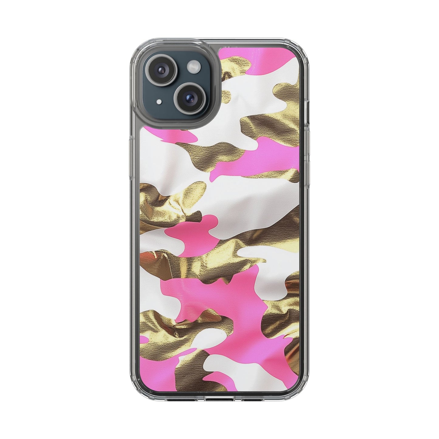 Gold and Pink Camo Phone Case – Stylish Clear Protective Design