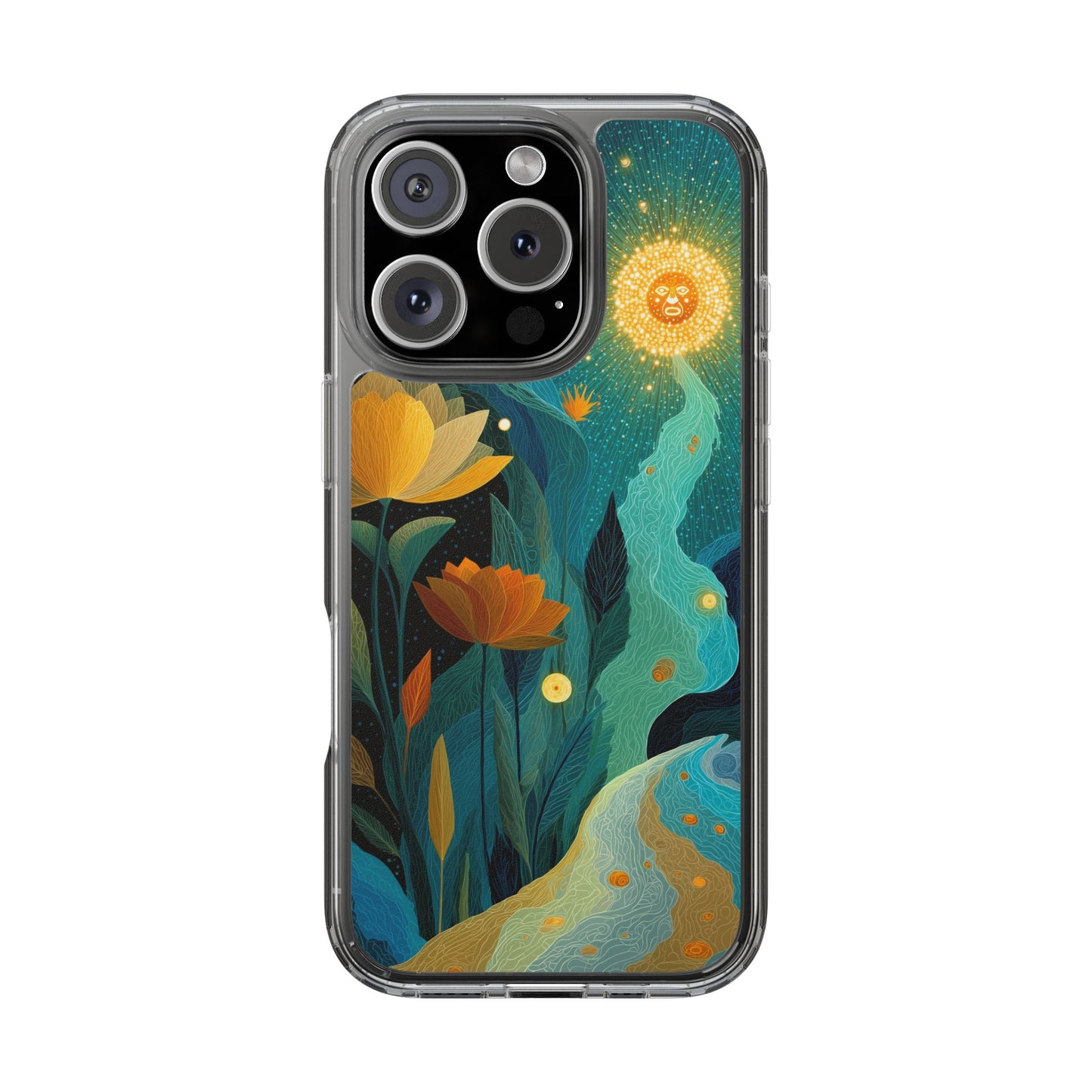 Deep Radiant Nature - Clear iPhone Case with Floral Design