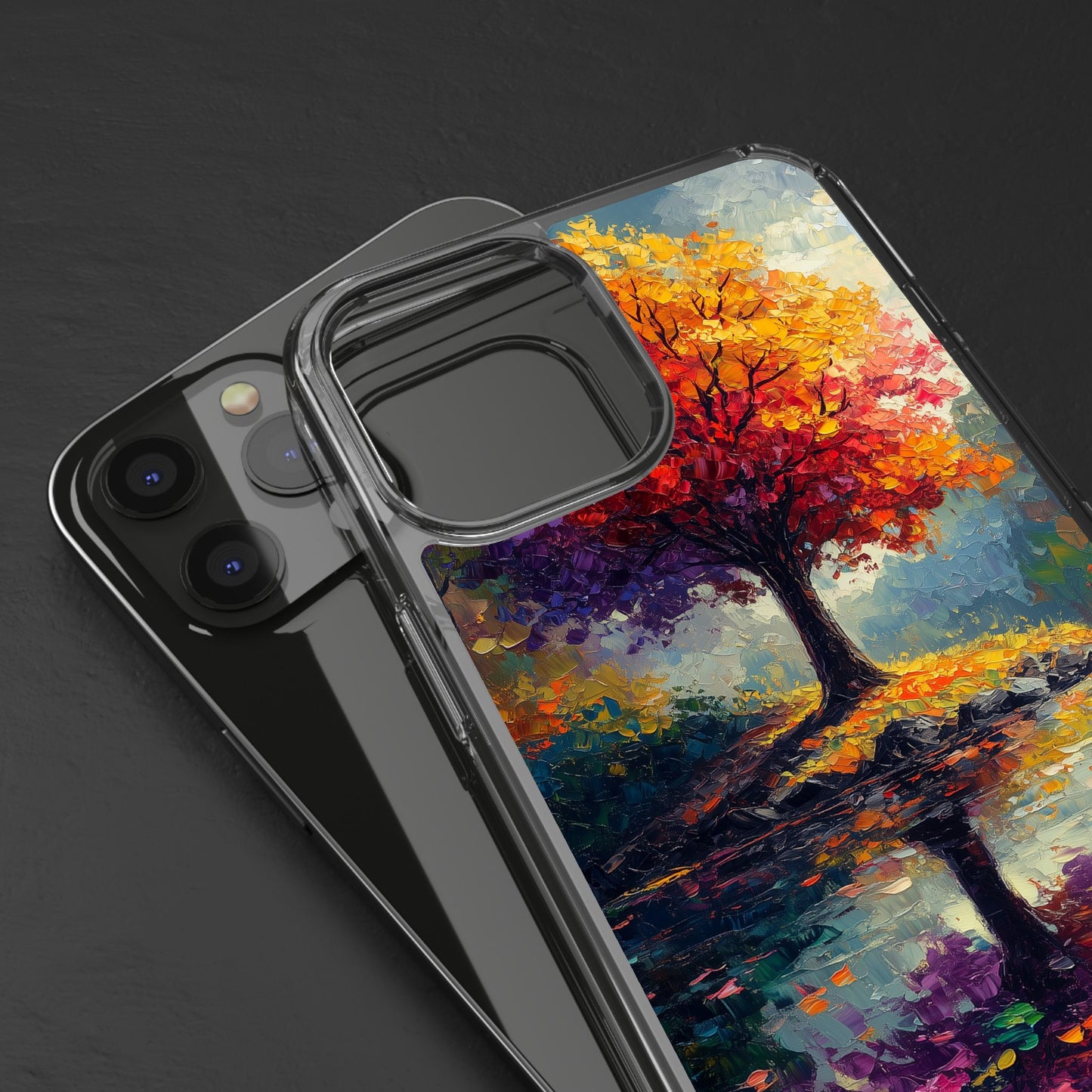 Autumn Landscape Phone Case - Clear Case with Vibrant Tree Design