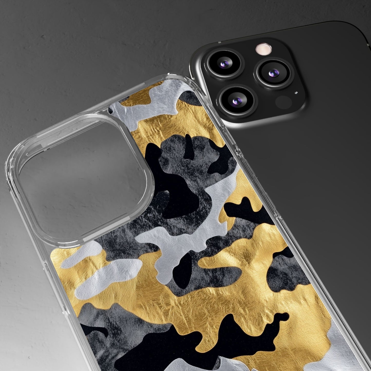 Metallic Gold Camo Clear Phone Case - Stylish Phone Cover