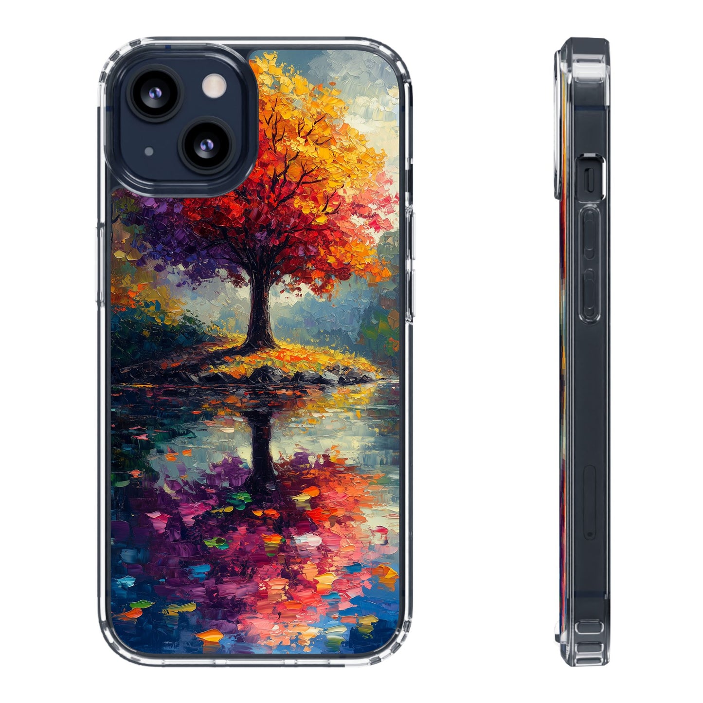 Autumn Landscape Phone Case - Clear Case with Vibrant Tree Design