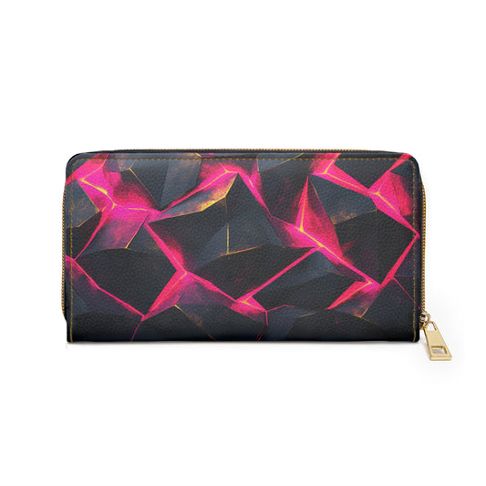 Vibrant Pink and Black Geometric Cell Phone Clutch Wallet - Stylish & Functional for Everyday Use