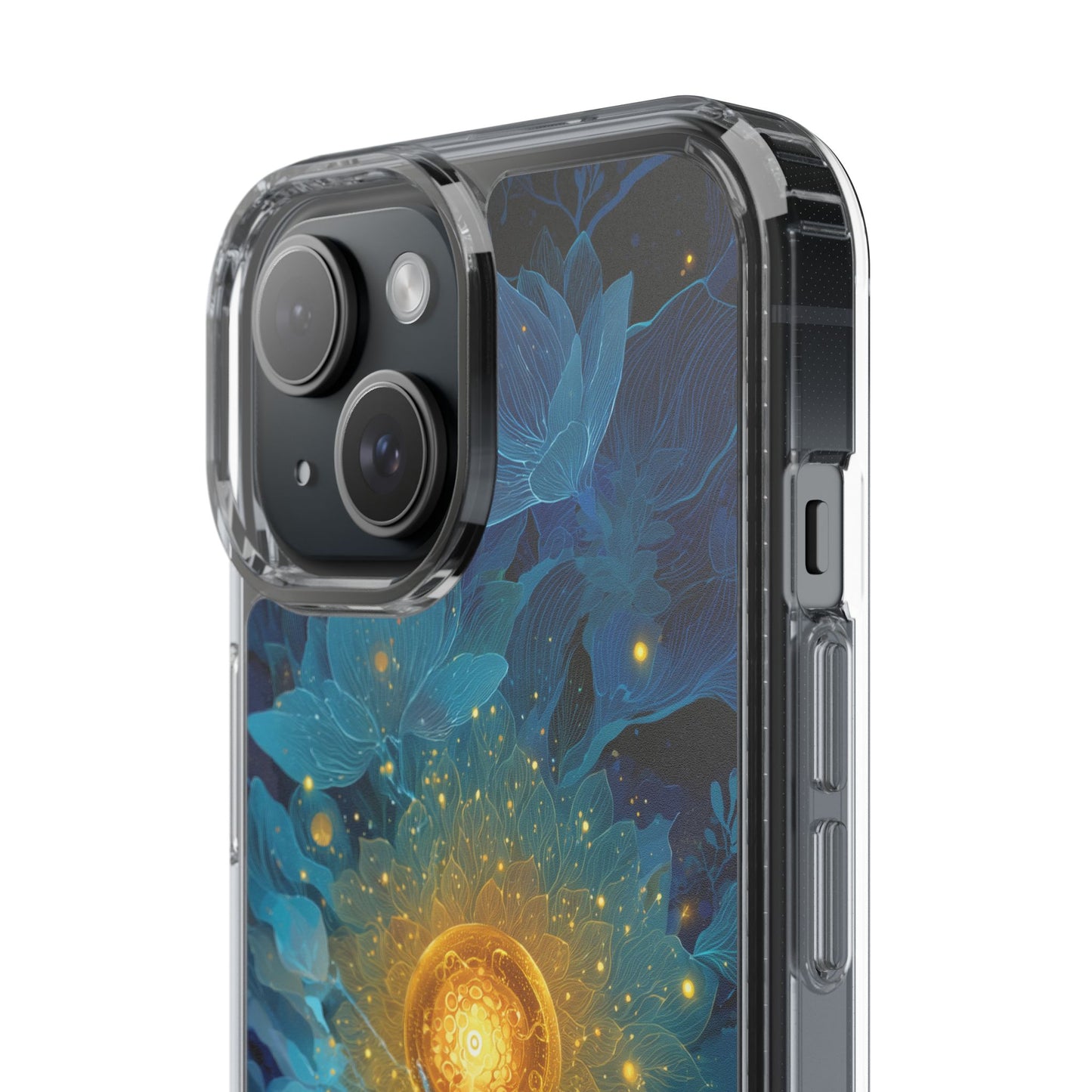 Celestial Nocturnal Bloom Clear Phone Case - Protective, Artistic Design for Nature Lovers