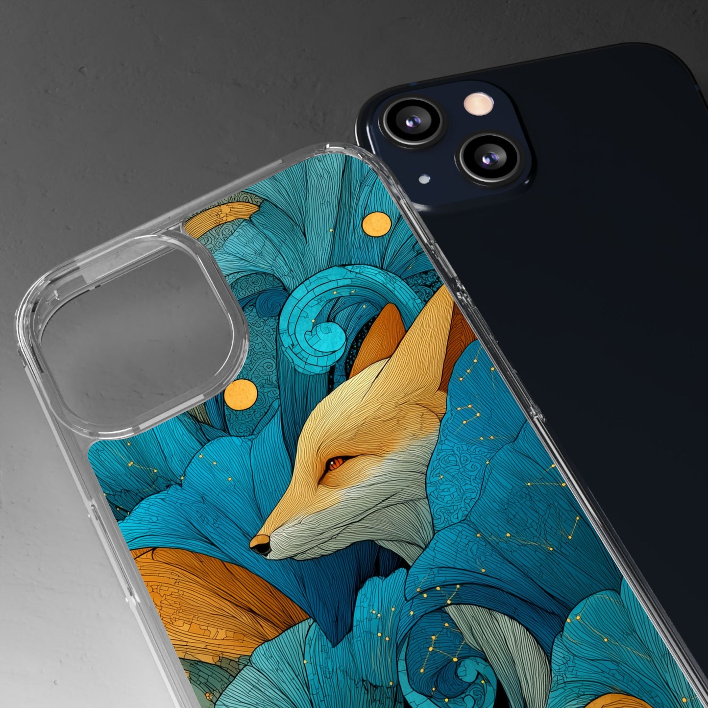 Vibrant Fox Clear Phone Case - Boho Floral iPhone Cover Nature Inspired Gift