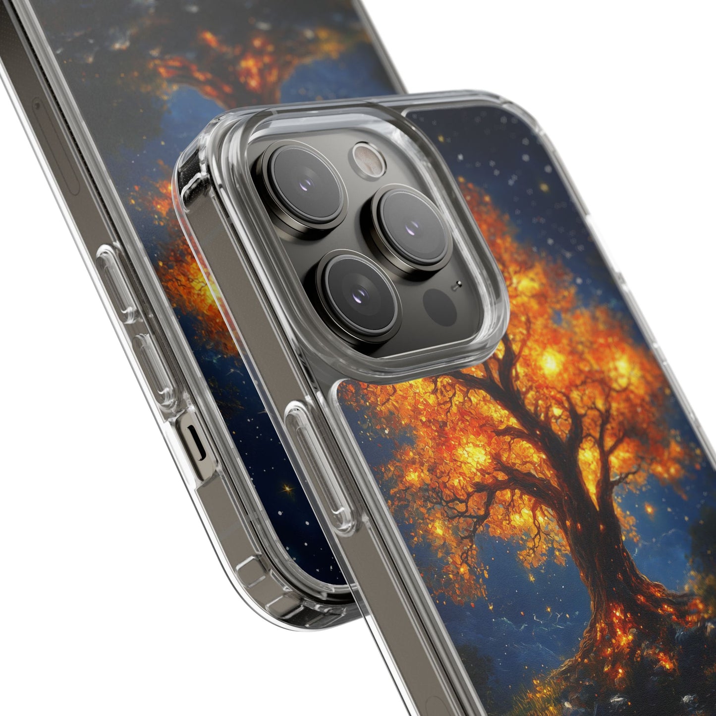 Nocturnal Illumination Tree Phone Case - Clear iPhone Cover with Glowing Autumn Design
