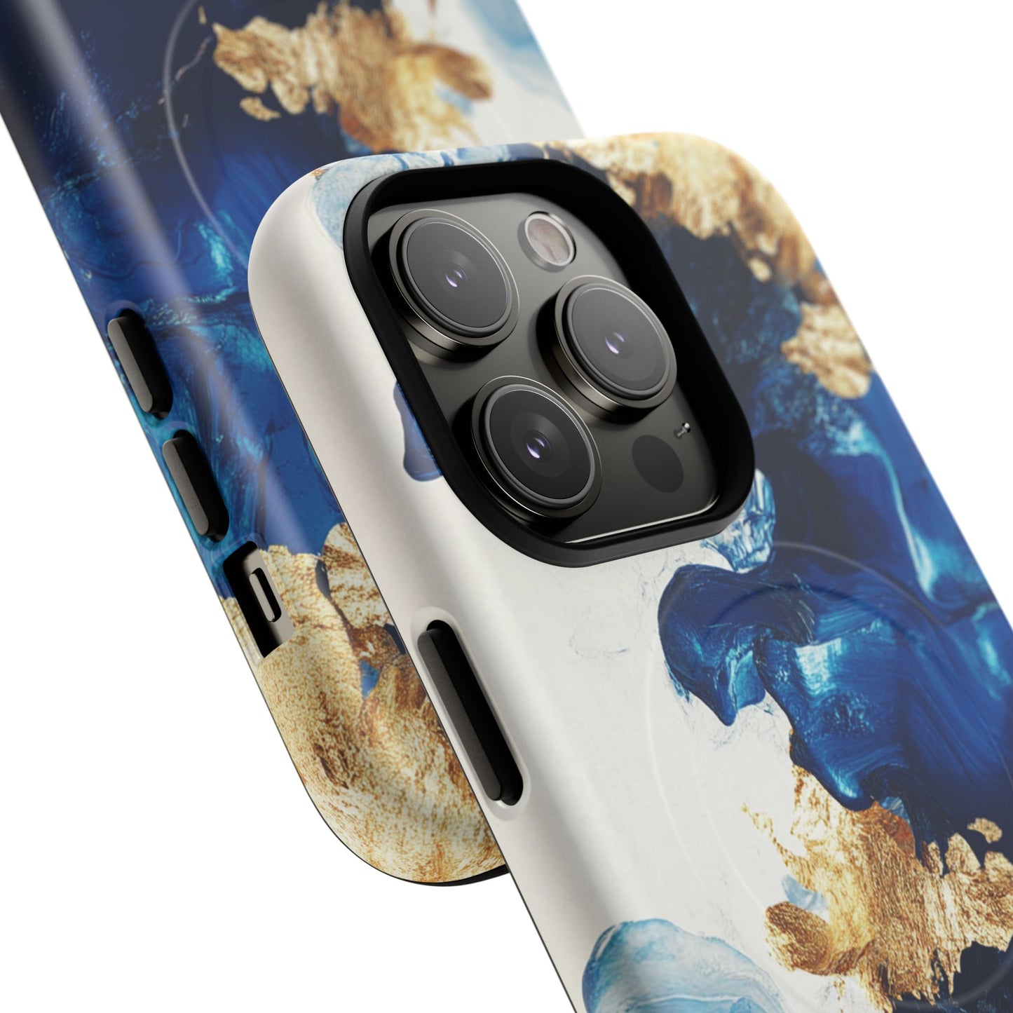Stylish Tough Magnetic Phone Case – Durable & Chic Golden Blue Design for Smartphone Protection