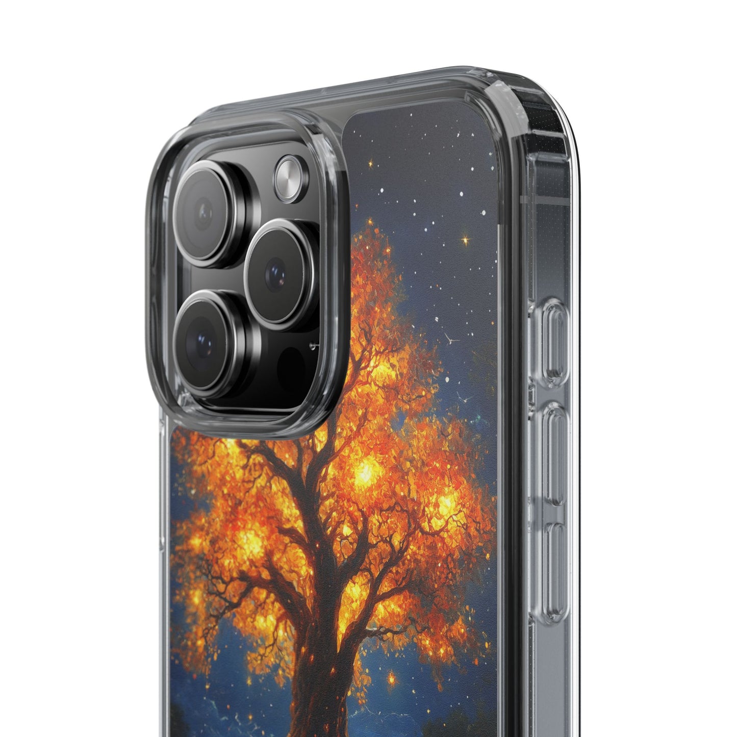 Nocturnal Illumination Tree Phone Case - Clear iPhone Cover with Glowing Autumn Design