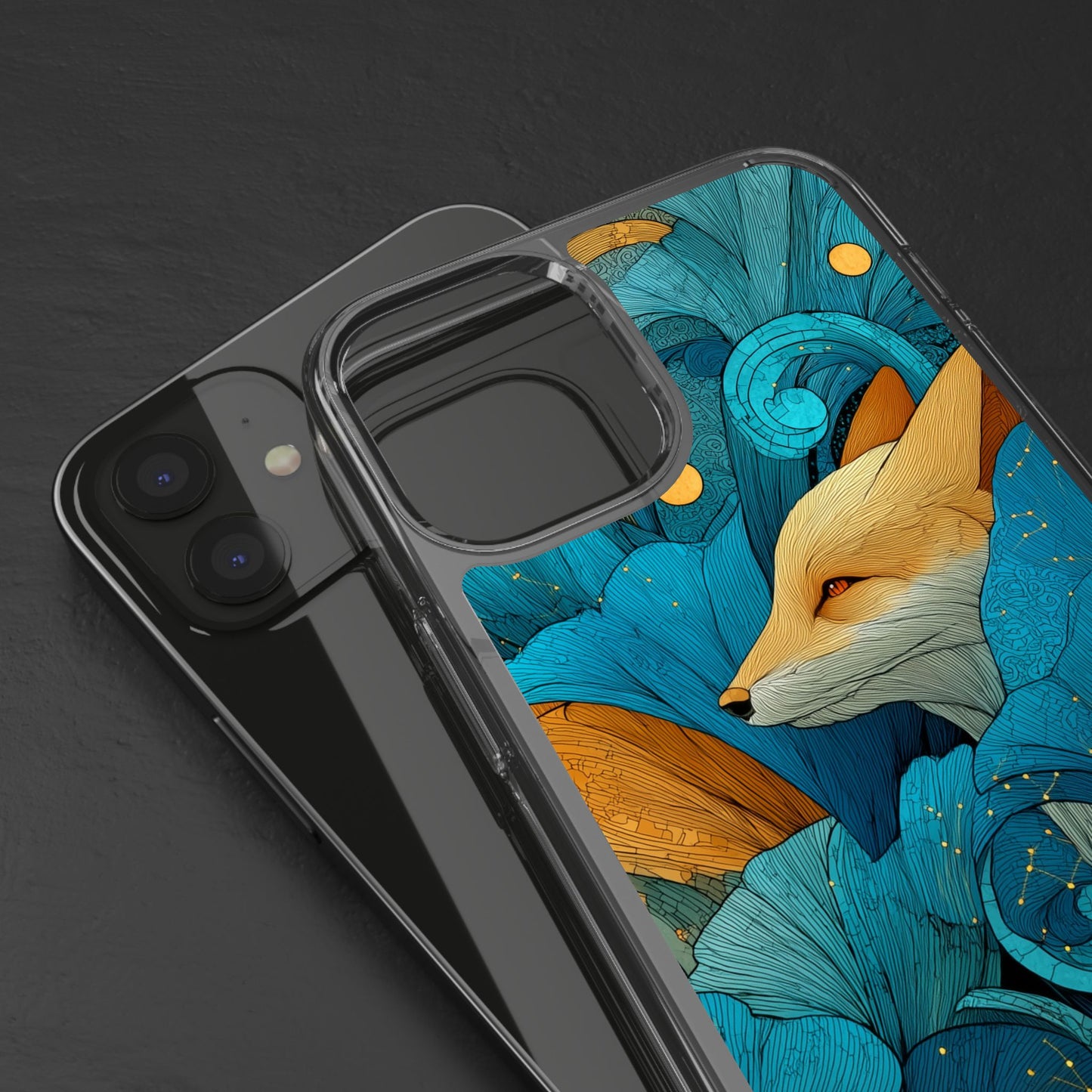 Vibrant Fox Clear Phone Case - Boho Floral iPhone Cover Nature Inspired Gift