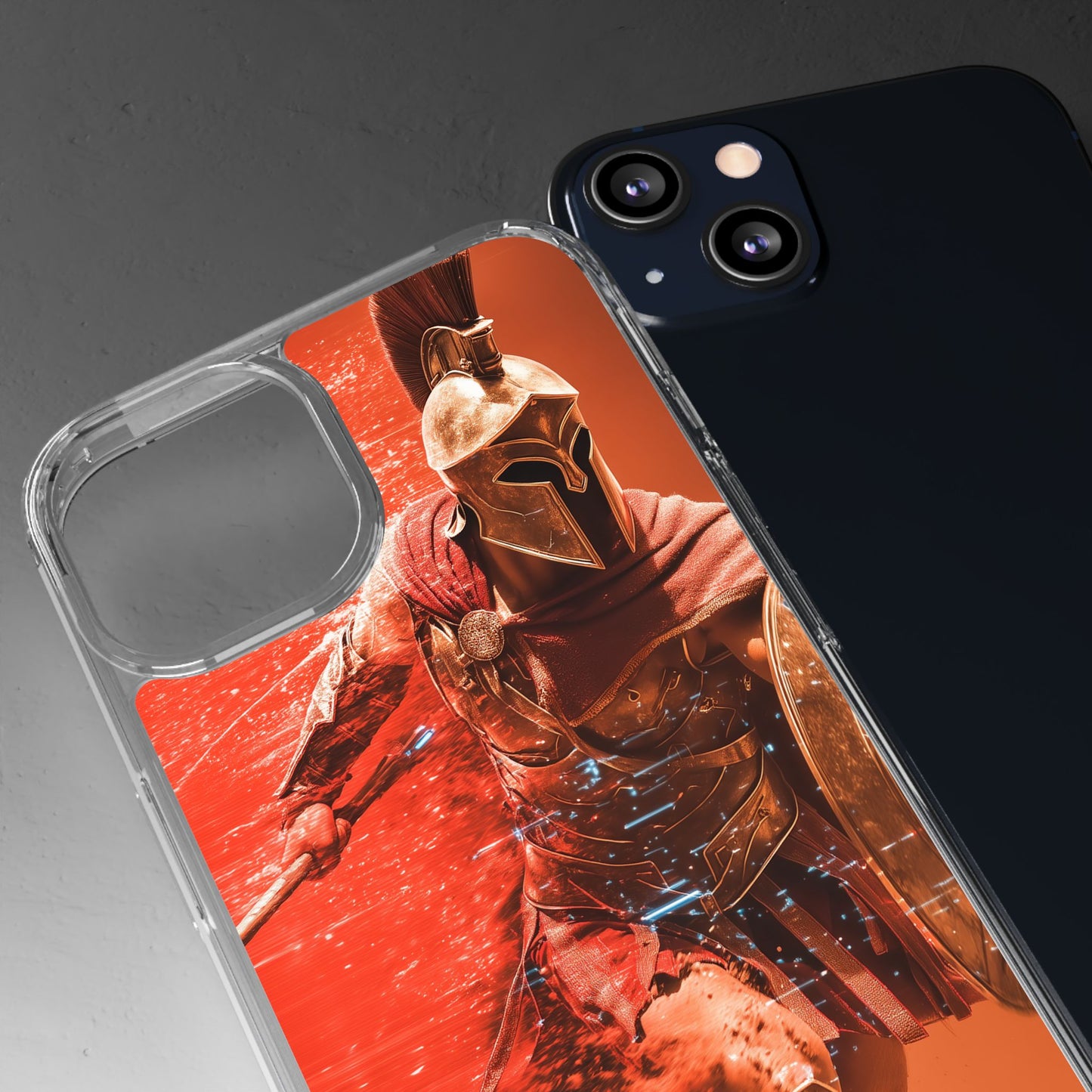 Spartan "Big Duster" Warrior Clear Phone Case - Unique Design for Protection & Style