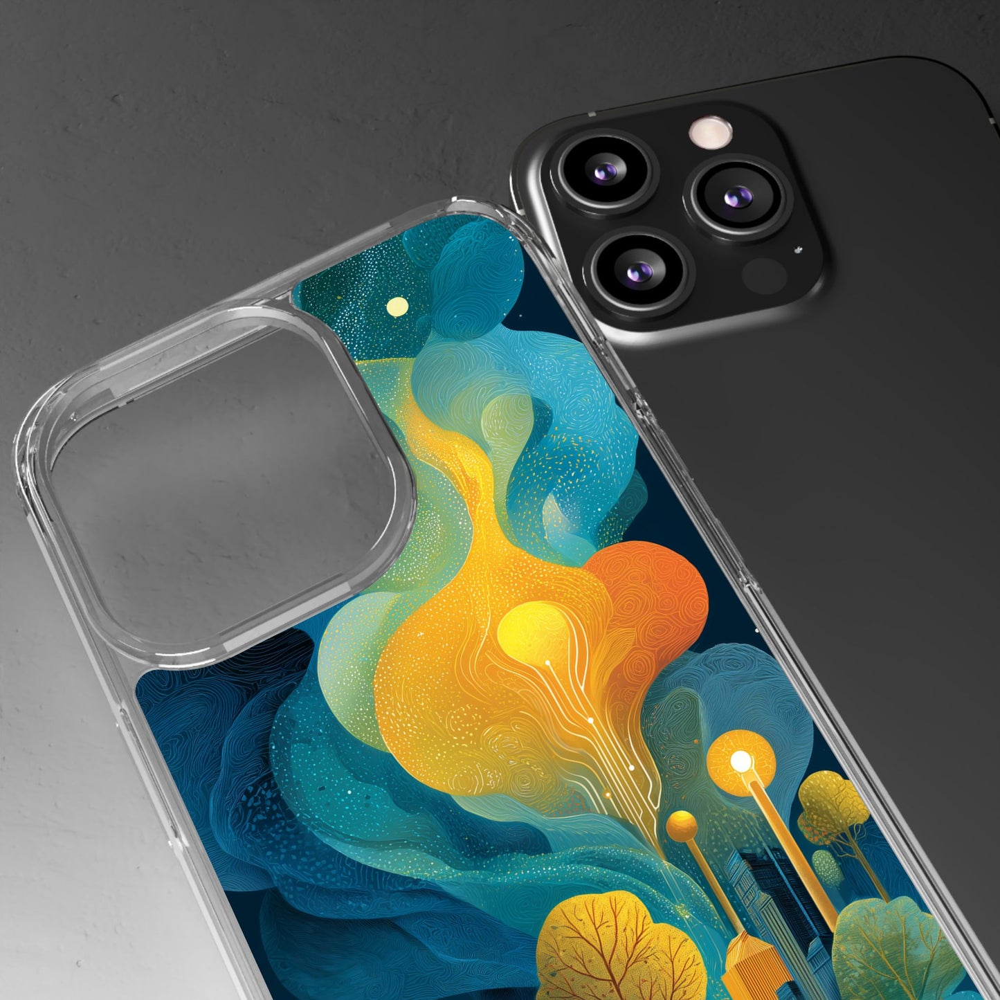 Electric City Forest Phone Case – Glowing Urban Jungle with Vibrant Nature Fusion