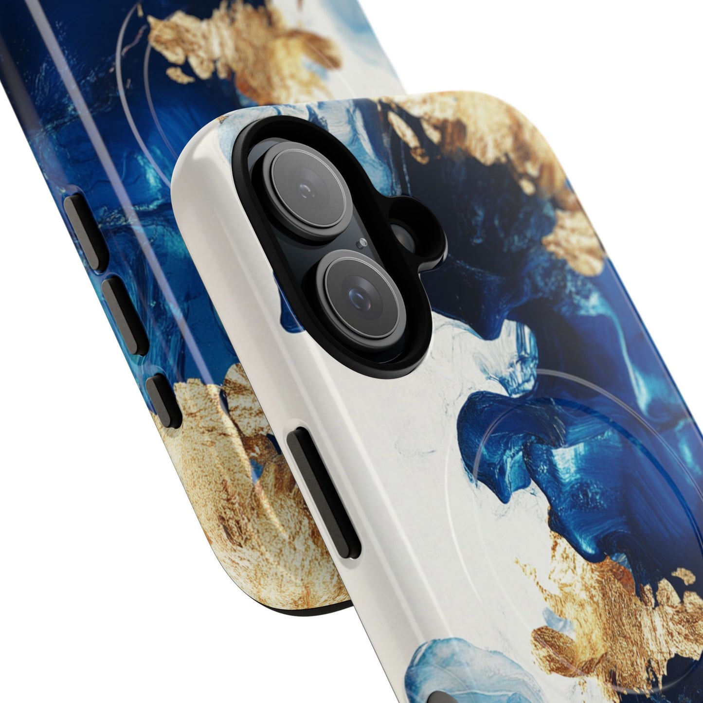 Stylish Tough Magnetic Phone Case – Durable & Chic Golden Blue Design for Smartphone Protection