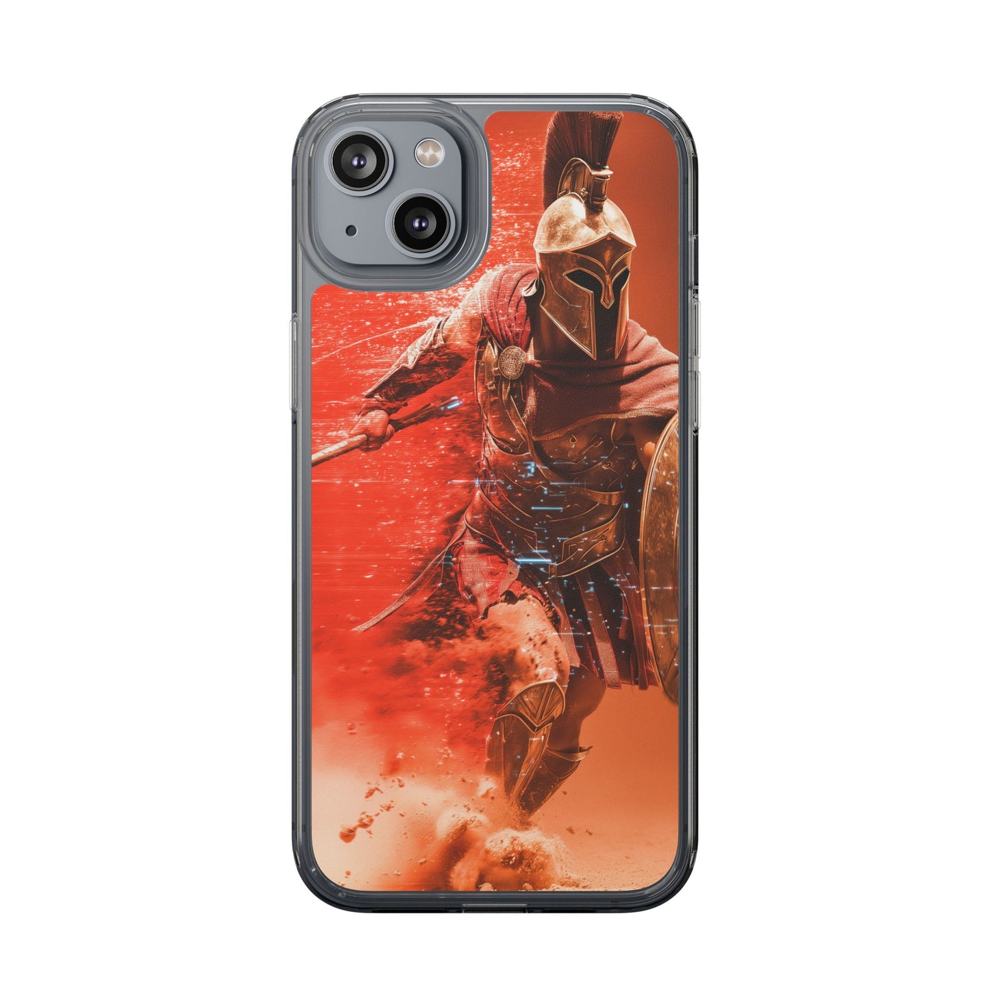 Spartan "Big Duster" Warrior Clear Phone Case - Unique Design for Protection & Style