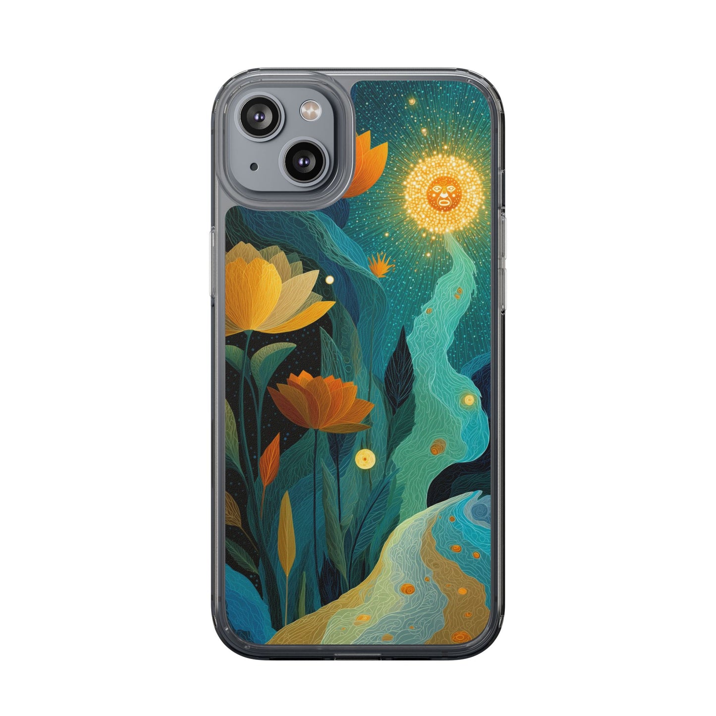 Deep Radiant Nature - Clear iPhone Case with Floral Design