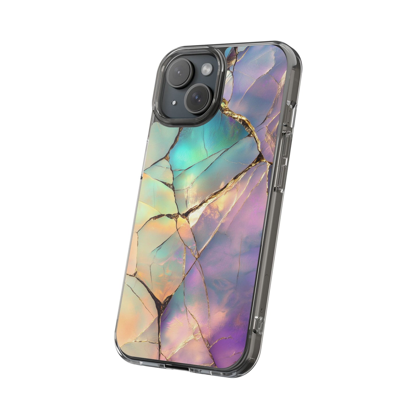 Iridescent Gold Fractured Marble Elegant Clear iPhone Case