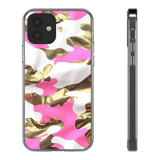 Gold and Pink Camo Phone Case – Stylish Clear Protective Design