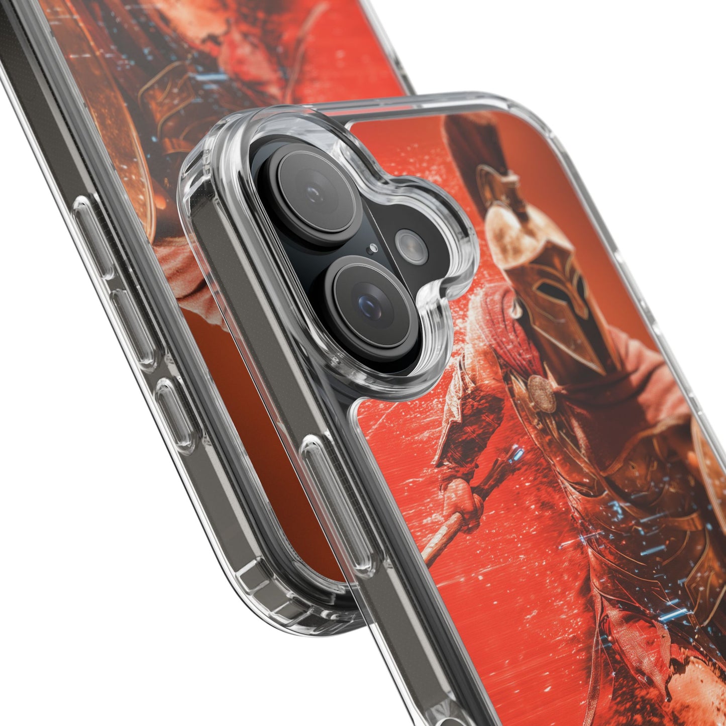 Spartan "Big Duster" Warrior Clear Phone Case - Unique Design for Protection & Style
