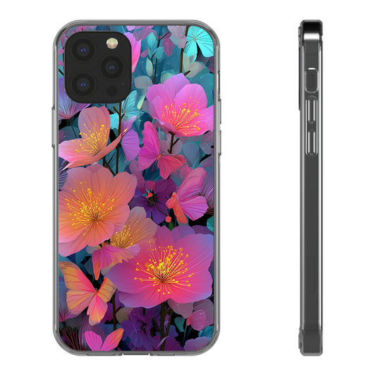 Vibrant Floral Clear iPhone Case
